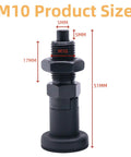 M10 Heavy Duty Bad Boy Grade Carbon Steel Self Locking Ball Nose Spring Plunger Kit dimensions with knurled lock nut