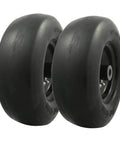 Universal Fit Flat Free Tire And Wheel Assembly For Zero Turn Mowers 11x4.00-5 Smooth Tread 2 Pack with black hubs
