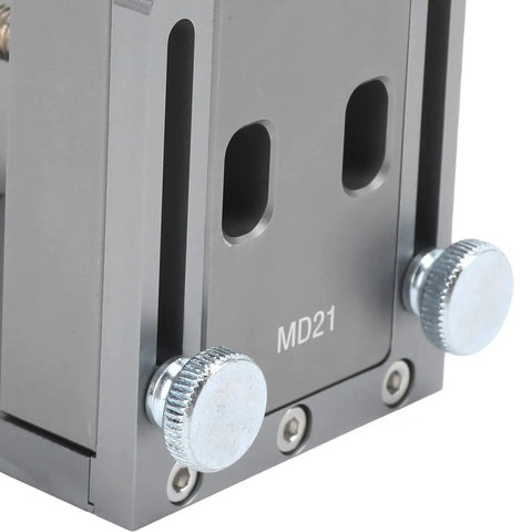 Close-up of Pocket Hole Jig Kit With 15 Degree Aluminum Alloy Locator Inclined Hole Guide showing metal knobs and alignment slots