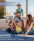 Air 220 Filter Replacement Kit For Bissell Air320 Air Purifier Includes 2678 True HEPA Filter With Pre Filter And 2677 Activated Carbon Filter All In One Set For Hassle Free Clean Fresh Air At Home shown with family enjoying clean air