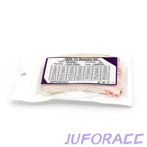 1500Pcs 0805 SMD Resistor Kit With 0 To 10M Ohm Range 60 Values One Eighth Watt Thick Film One Percent Tolerance SMT Chip