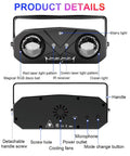 Sound Activated Disco Light Projector With Remote Control For Parties Bar Karaoke KTV Xmas Christmas Halloween Dance Floors and Home Entertainment showing labeled product details
