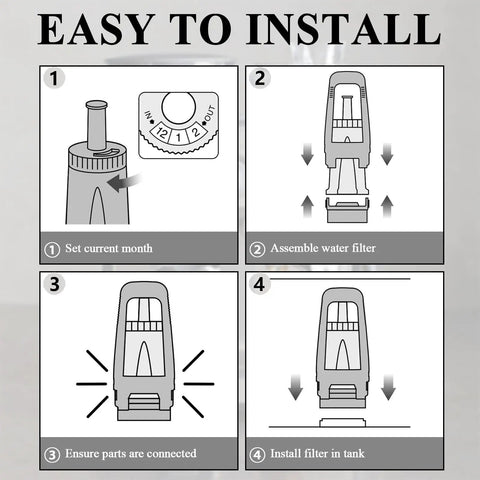 Easy to install instructions for Top Shelf Coconut Activated Carbon Water Filter Replacement for compatible espresso machines.