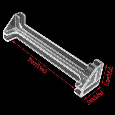 Solid As A Rock Plug And Play Four Piece 3.5 Inch Transparent Vertical Blind Valance Corners Clip on black background.