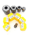 High Precision Spring Collet Kit For CNC Engraving And Milling, Pro Grade ER Collet Set with various sizes and yellow boxes