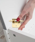 5 Pack Semi Hidden Steel Cabinet Door Hinges Half Inch Thick Self Closing Auto Door Closer Heavy Duty Hinges for RV shown in use