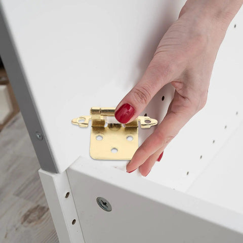 Self Closing Cabinet Door Hinges For RVs And Campers Semi Hidden Half Design Steel Construction Easy Install on white cabinet
