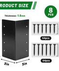 8 Pack Kickass Metal Corner Brackets For Raised Garden Beds 3X3X6 Inch with Mounting Screws and Rust Resistant Steel.