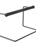 Heavy Duty Metal Poly Tubing Dispenser Rack Built Tough For Up To 12 Inch Wide Rolls Scratch Resistant Black Industrial Finish, front view.