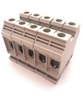 Front view of DK35N DIN Rail Terminal Block Screw Type UL 600V 150A One Zero To Twelve AWG Pack Of 5 Compact block