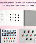 Electrical cabinet panel with holes punched by Rechargeable Hydraulic Hole Punch Kit With Six Dies 22 To 60Mm, 21V Cordless Punch Tool