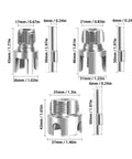 Gowenic 4 In 1 Pipe Threader Tool Kit for Electric Drill showing different tap dies sizes 1/2 inch, 3/4 inch, and 1 inch made of alloy steel.