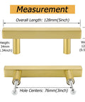 Brushed Brass Cabinet Pulls 3 Inch T Bar Drawer Handles with measurements