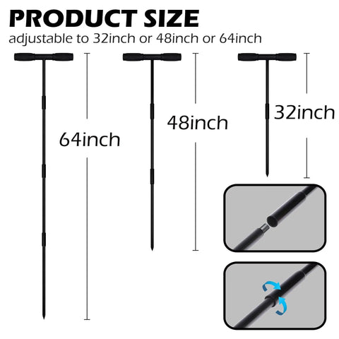 64 Inch Adjustable Metal Ground Soil Probe Rod With T Handle Pro Grade For Septic Tank Locating Tile Probing Pipe Locating