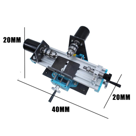 Htrfcg Micro Metal Lathe And Mini Bench Drill For DIY Wood Beads Projects With Variable Speed Up To 7000 RPM High Precision Milling Machine Table Workbench Tool, top view with dimensions shown.