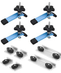 All In One Pro Grade Woodworking T Track Stops And Clamps Kit For T Slots showing clamps, stops, bolts, and knobs