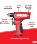 1/2-Inch Heavy Duty Reversible Composite Drill Air Tool With Keyed Chuck, Quiet Silencing Tech, 400 RPM, 0.7 HP, Lightweight Ergonomic Grip
