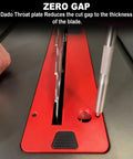 Top Shelf Zero Clearance Replacement Insert For Ten Inch Table Saw, red dado throat plate with mounting holes and smooth finish.