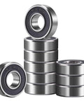 Front view of R4RS ball bearings, 1/4 x 5/8 x 0.196 in, sealed, 10-pack
