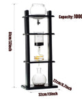 Totally Sharp Cold Brew Coffee Tower And Slow Drip Coffee Maker At 32 Oz with glass chamber and wooden stand, 1000ml capacity.