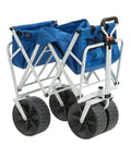 Heavy Duty Collapsible All Terrain Utility Beach Wagon Cart With Large Interior, Fast Fold Design, no assembly, blue white