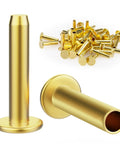 Brass Knife Making Handy Handle Pins Five Sixteenth Inch Head Five Eighth Inch Shaft Rivets For Cutlery 12 Sets, close-up view