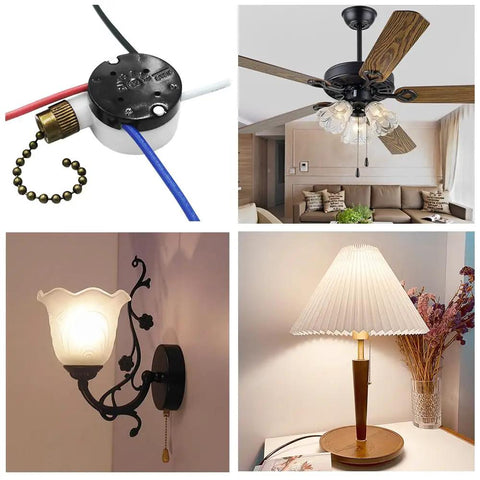 Two-Wire Ceiling Fan Light Switch With Pull Chain Easy Install For Ceiling Fans Lamps And Wall Lights On Off Control Bronze Finish
