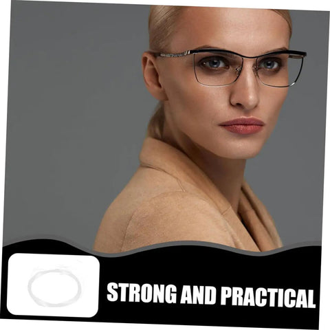 Conceptual image of eyeglass repair string for half-frame glasses, highlighting strength and practicality.