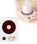 Smart Electric Mug Warmer With Three Heat Modes And Automatic Shutoff Keeps Your Daily Brew Piping Hot Without The Burn on a pink base.