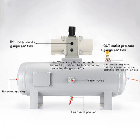Gas Booster Pump For Industrial Air Systems, Pneumatic Booster Valve That Doubles Inlet Pressure Up To 2x, Integrated Cylinder Design With Filter Screen