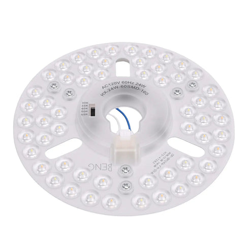 AUNMAS 6.30in LED Ceiling Fan Light Retrofit 5CCT Adjustable 3000K-6500K circular LED light board with multiple diodes.