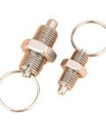 Heavy Duty Stainless Steel Retractable Index Plungers With Pull Ring Locking Pins For Cnc Machining And Woodworking Jigs M8 M10 M12 M16 M20 showing two plunger sizes.