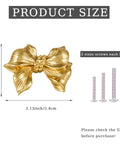 Gold Bow Cabinet Knobs Set Two Pack Brass Finish Bow Shaped Pulls with screws and product size details