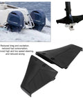 Hydrofoil Stabilizer Fins For 4 To 50HP Outboard Motors With Stainless Hardware ABS Plastic Boat Performance Boost shown in use and close-up.