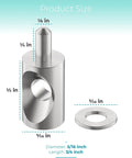 Top Notch Heavy Duty 5/16 Inch Stainless Steel Shower Door Hinge Pin For Framed Glass Doors With Continuous Hinge Rust Proof Replacement Hardware With Washer showing product size dimensions.