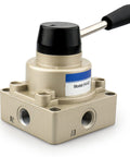 Pneumatic Hands-On Lever Valve With Rotary Positioner For Manual Control, Three Position Four Way Valve HV-02 model