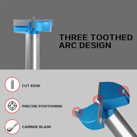 Heavy Duty Tungsten Carbide Forstner Bit Crushes Through Hardwood With Zero Splinters Butter Smooth One Inch Bore, three toothed arc design.