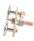 Heavy Duty Welding Magnet Ground Clamp With 4mm Insulation Board For Spotter Tool And Welding Machine Connectivity To Ensure Safe Double Ground Connector close-up view of metal connections and insulation board.