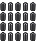 20 Pack Three Eighths Inch Black Screw Thread Protectors Rubber End Caps Bolt Covers For Screws Bolts Furniture Feet Pipe Ends And Fence Railings Nine Point Five Millimeter Inner Diameter Easy Snap On Durable Protective Caps shown in grid pattern