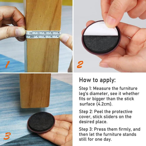 Heavy Duty Stick Furniture Sliders And Glides Make Carpet And Hardwood Floors Glide Smooth As Butter With Scratch Resistant Coffee Colored Pads For Total Breeze Moves. Measuring furniture leg for slider application.