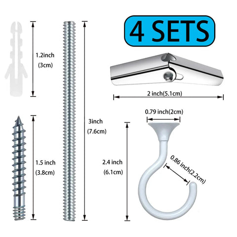 Heavy Duty Ceiling Hooks Set With Hardware For Hanging Plants And Decor Cavity Wall Fixings Easy Installation Each Hook