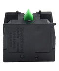 Five Piece Heavy Duty Push Button Switch Normal Open Configuration, black housing with a green button for reliable control.