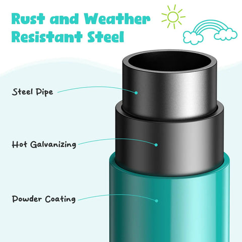 Rust-resistant steel pipe cutaway for Climbing Dome Swing Set With Saucer Swing For Kids Outdoor Backyard Playground 800 Pound Capacity