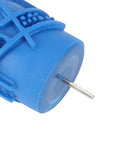 Close-up of 5 Inch Rubber Pattern Paint Roller For Walls And Ceilings with blue rubber base and texturing spikes.