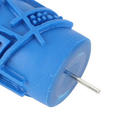 Close-up of 5 Inch Rubber Pattern Paint Roller For Walls And Ceilings with blue rubber base and texturing spikes.