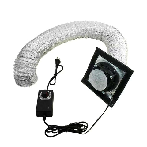 Dual Placement Resin 3D Printer Enclosure Tent With Adjustable Ventilation Exhaust Fan Kit showing hose and fan setup for fume control.