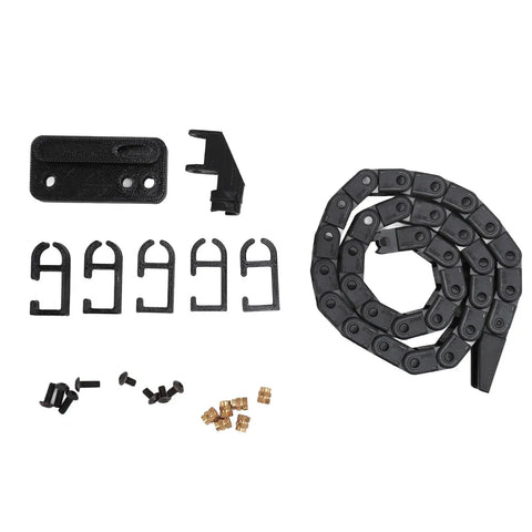 16.9 Inch Black ABS Drag Chain Cable Carrier With Flexible Wire Track components, including chain links and mounting hardware.
