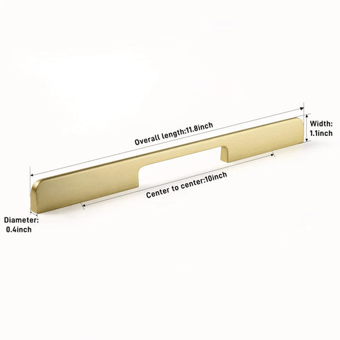 Dope 10 Inch Center Hole Brass Bar Cabinet Pulls Set Five Handles Modern Cupboard Dresser Hardware With M4 Screws Includes Pack Overall Length 11.81 Inches Extra Screws Included In Box For Easy Install