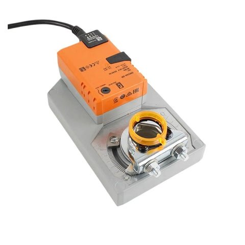 Heavy Duty 40Nm Modulating Damper Actuator For Hvac Systems With Precise Position Feedback And Dual Voltage Power mounted on a base.