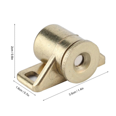 Close-up of gold finish 4 Pack Vintage Zinc Alloy Magnetic Cabinet Door Catches For Kitchen Wardrobe Closet Heavy Duty Hold Easy Install